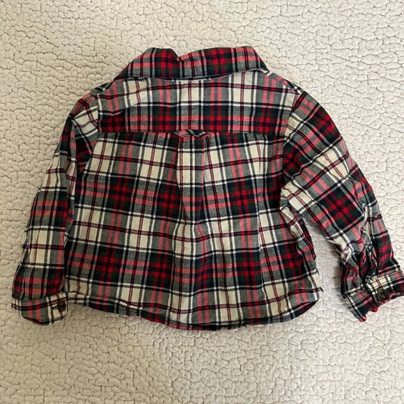 Blue Rooster/Pink Chicken EUC Christmas Plaid Button-Down * - Picture 4 of 4